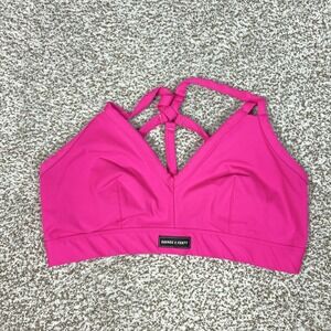 Savage X Fenty Sports Bra Womens 3X Plus Pink Strappy V Neck Athletic Workout